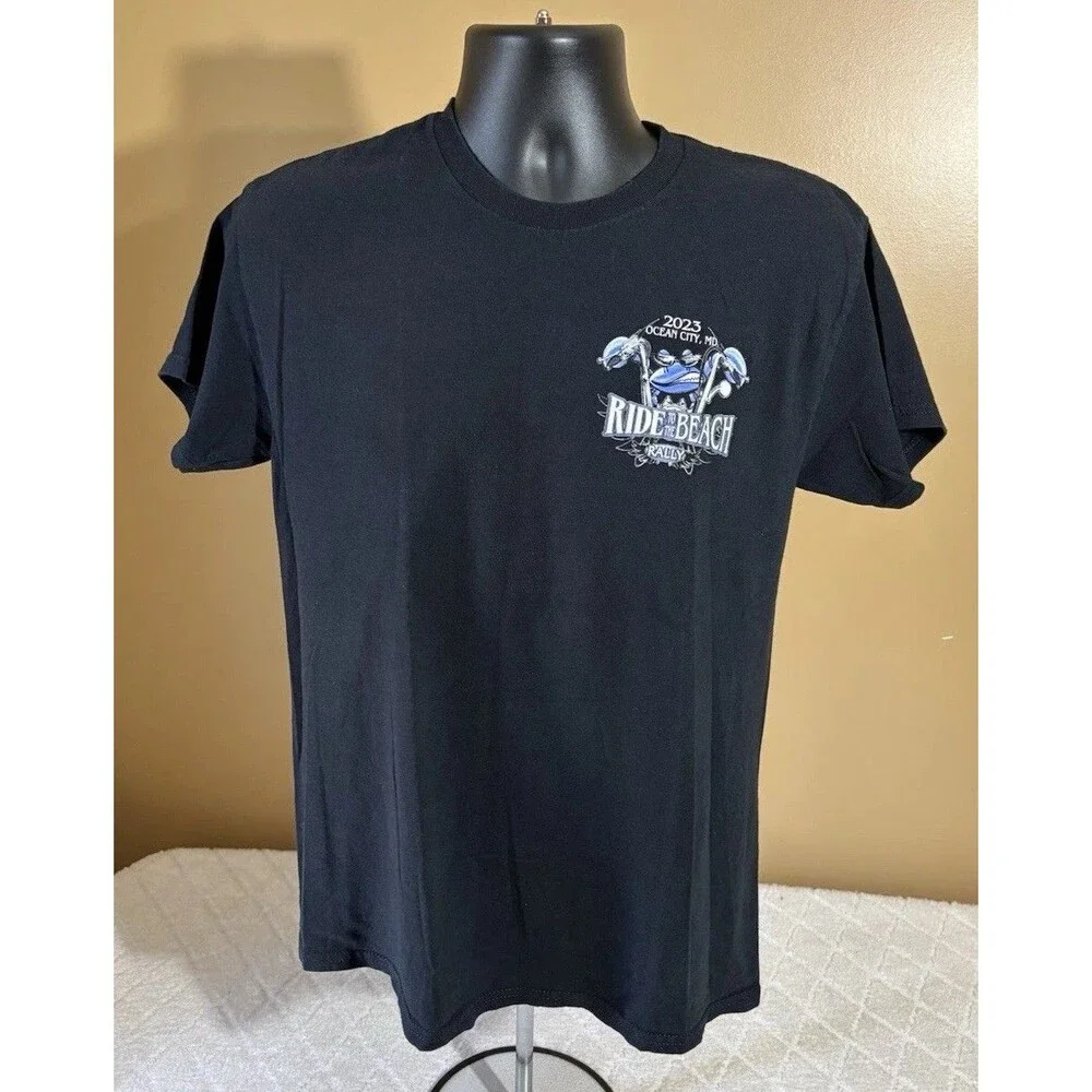 2023 Ocean City MD Ride To The Beach Rally 2 Sided Crab Motorcycle Tee Size M